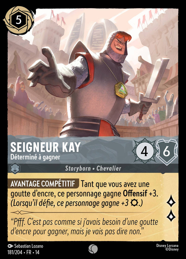 Carte Lorcana 181/204 Seigneur Kay, Déterminé à gagner | LorenZone