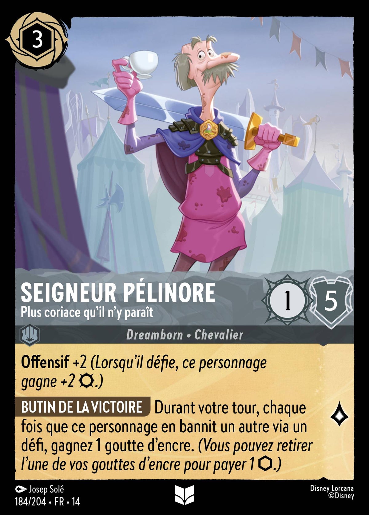 Carte Lorcana 184/204 Seigneur Pélinore, Plus coriace qu'il n'y paraît | LorenZone