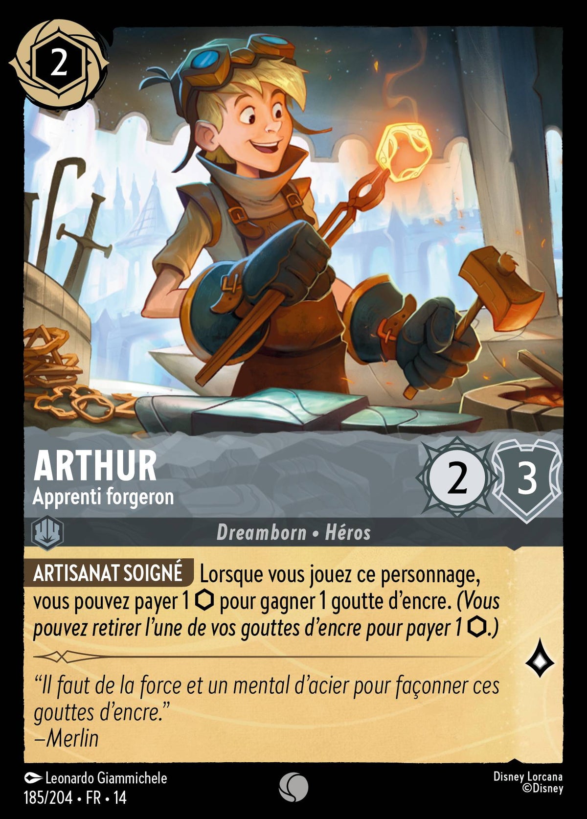 Carte Lorcana 185/204 Arthur, Apprenti forgeron | LorenZone
