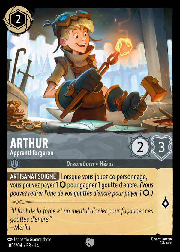 Carte Lorcana 185/204 Arthur, Apprenti forgeron | LorenZone