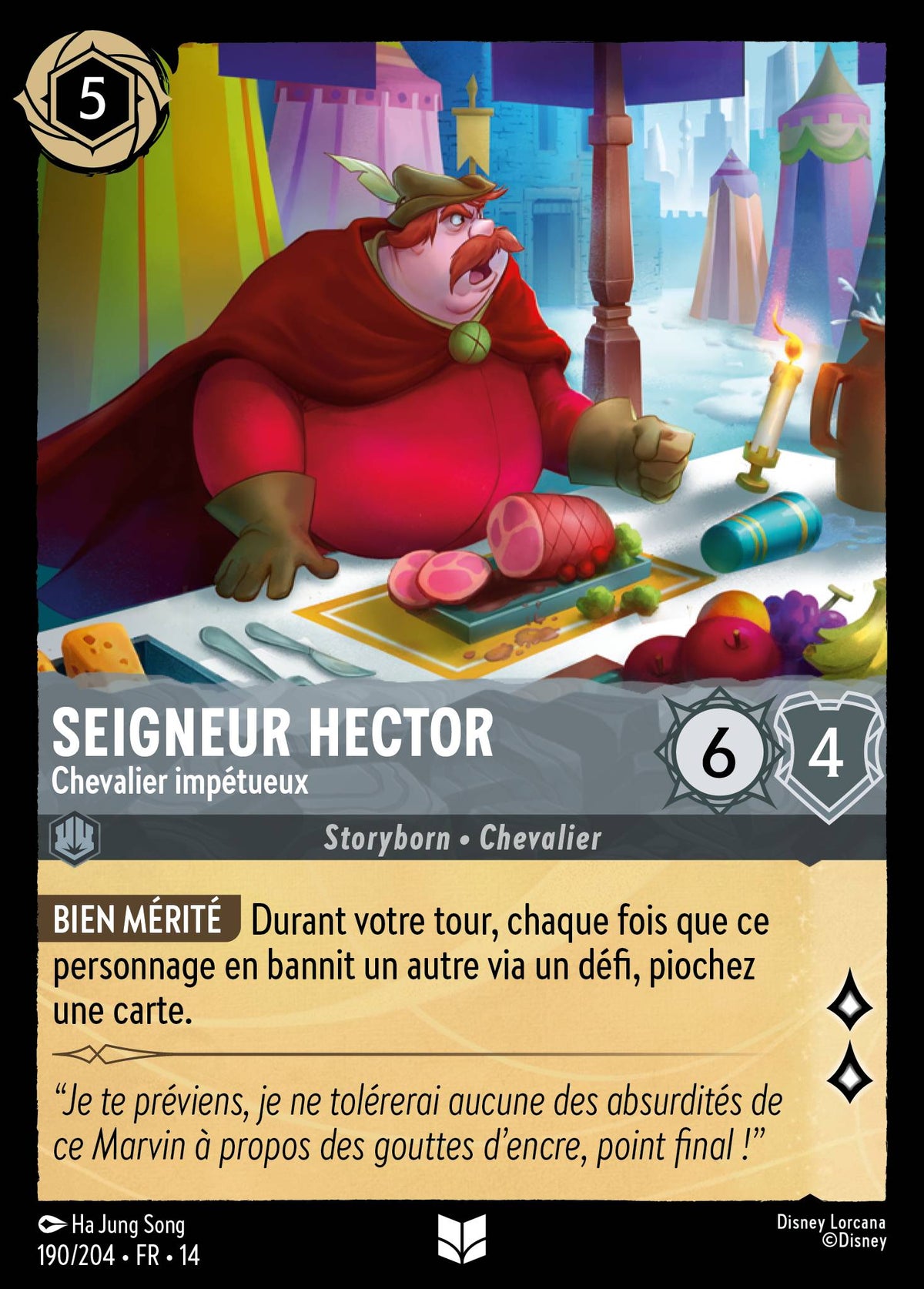Carte Lorcana 190/204 Seigneur Hector, Chevalier impétueux | LorenZone