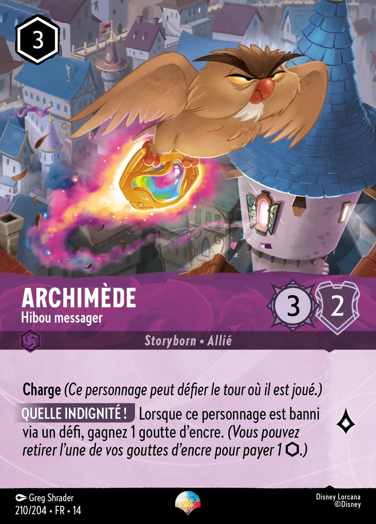 Carte Lorcana 210/204 Archimède, Hibou messager | LorenZone