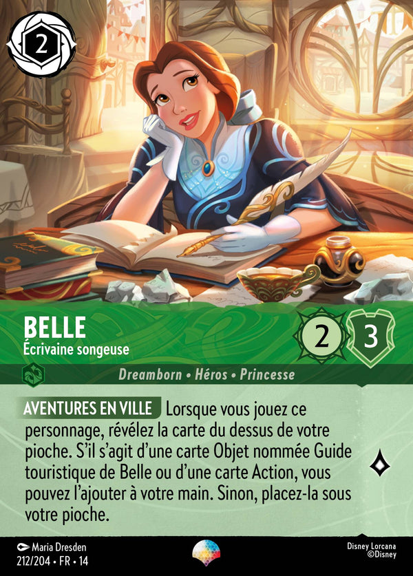 Carte Lorcana 212/204 Belle, Écrivaine songeuse | LorenZone