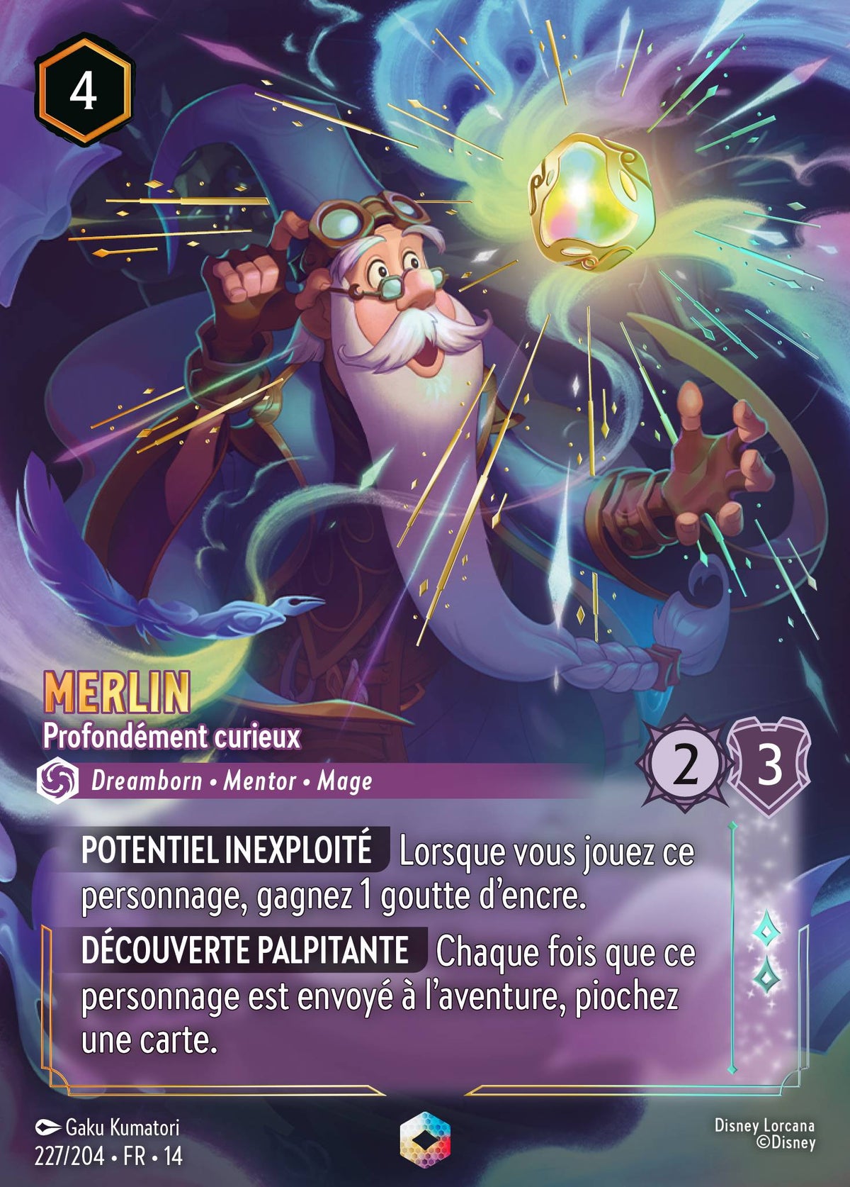 Carte Lorcana 227/204 Merlin, Profondément curieux | LorenZone