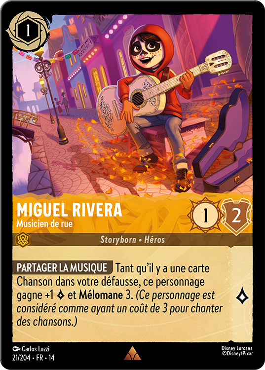 Carte Lorcana Miguel Rivera, Musicien de rue, Chapitre 14 Hyperia City, LorenZone