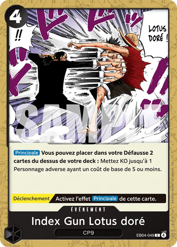 Carte One Piece Index Gun Lotus doré EB04-049 - Aventure sur l'Île de Dieu