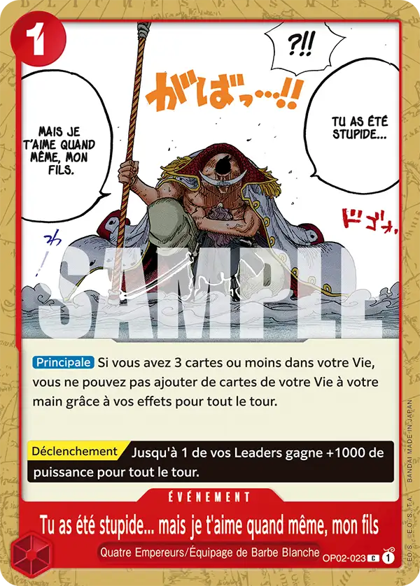 Carte One Piece OP02-023 Tu as été stupide... mais je t'aime quand même, mon fils | LorenZone