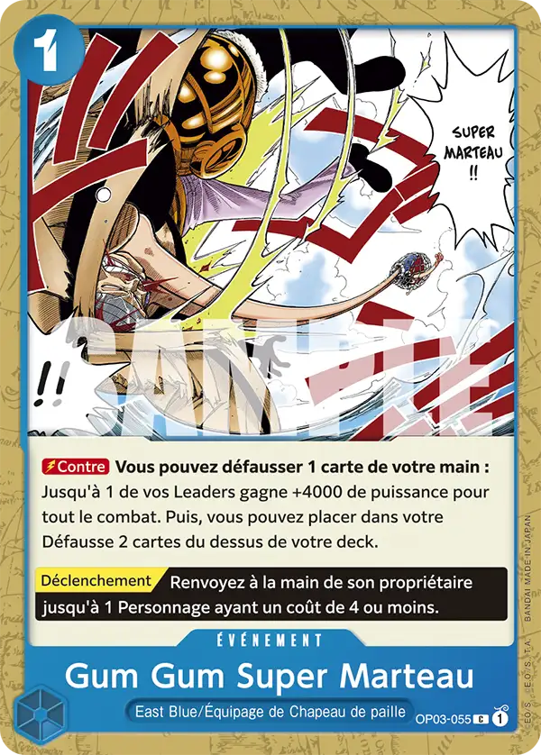 Carte One Piece OP03-055 Gum Gum Super Marteau V1 | LorenZone
