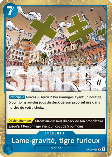Carte One Piece Lame-gravité, tigre furieux OP06-058 V1 - The Best Vol.2
