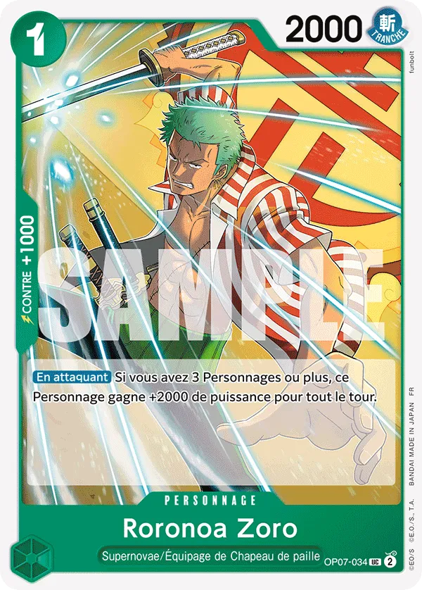 Carte One Piece OP07-034 Roronoa Zoro | LorenZone