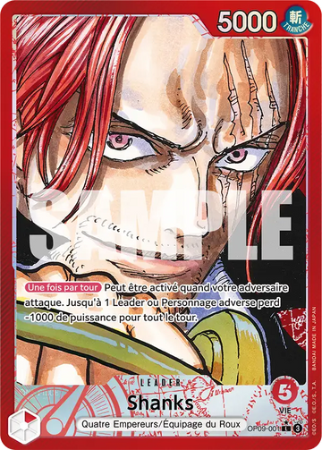 Carte One Piece Shanks OP09-001 V2 - Les Nouveaux Empereurs