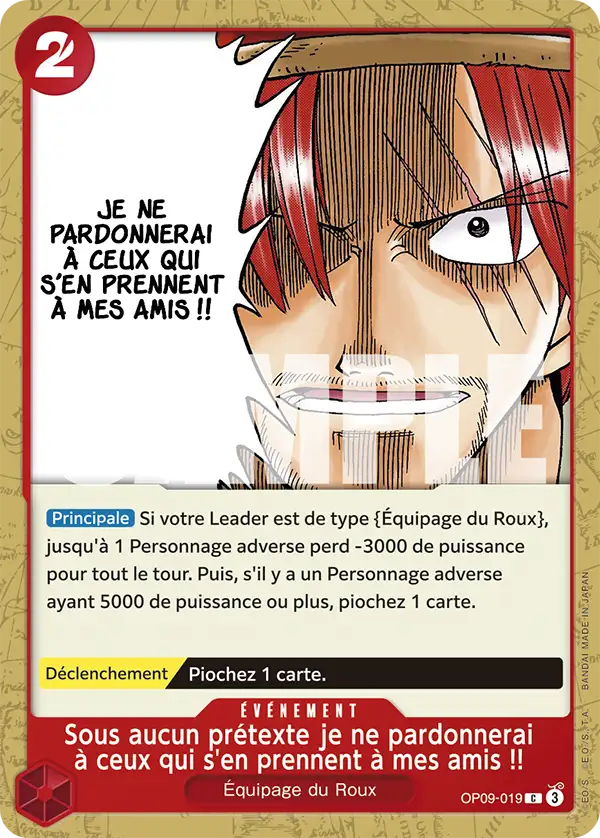 Carte One Piece OP09-019 Je ne pardonnerai à ceux qui s'en prennent à mes amis !! | LorenZone