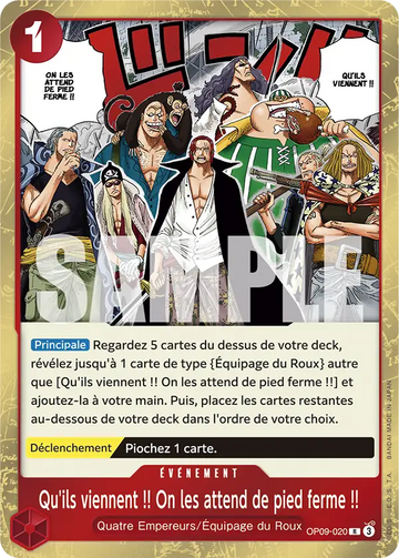 Carte One Piece Qu'ils viennent !! On les attend de pied ferme !! OP09-020 - Les Nouveaux Empereurs