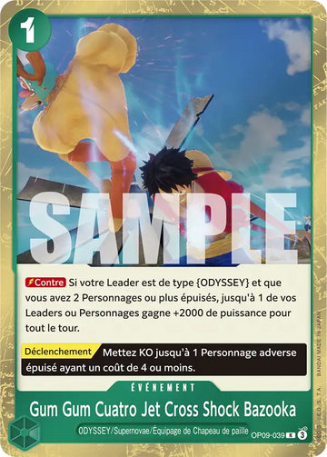 Carte One Piece Gum Gum Cuatro Jet Cross Shock Bazooka OP09-039 - Les Nouveaux Empereurs