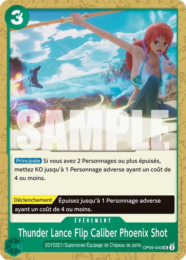 Carte One Piece OP09-040 Thunder Lance Flip Caliber Phoenix Shot | LorenZone