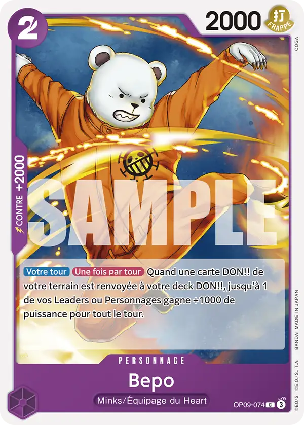 Carte One Piece OP09-074 Bepo | LorenZone