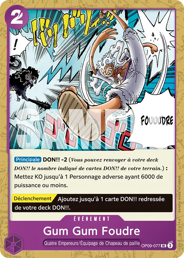 Carte One Piece OP09-077 Gum Gum Foudre | LorenZone