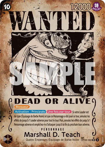 Carte One Piece Marshall D. Teach OP09-093 V4 - Les Nouveaux Empereurs