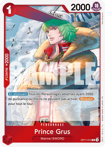 Carte One Piece Prince Grus OP11-013 - Des Poings Vifs comme l'Éclair