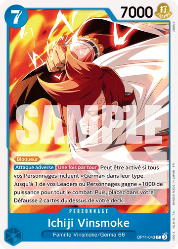 Carte One Piece Ichiji Vinsmoke OP11-043 - Des Poings Vifs comme l'Éclair