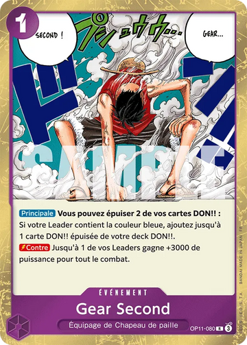 Carte One Piece Gear Second OP11-080 V1 - Des Poings Vifs comme l'Éclair