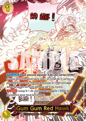 Carte One Piece Gum Gum Red Hawk OP11-114 V2 - Des Poings Vifs comme l'Éclair
