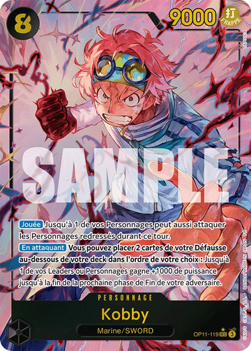 Carte One Piece Kobby OP11-119 V2 - Des Poings Vifs comme l'Éclair