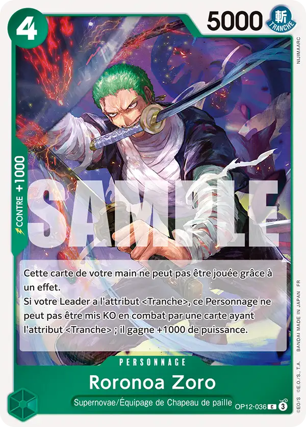 Carte One Piece OP12-036 Roronoa Zoro | LorenZone