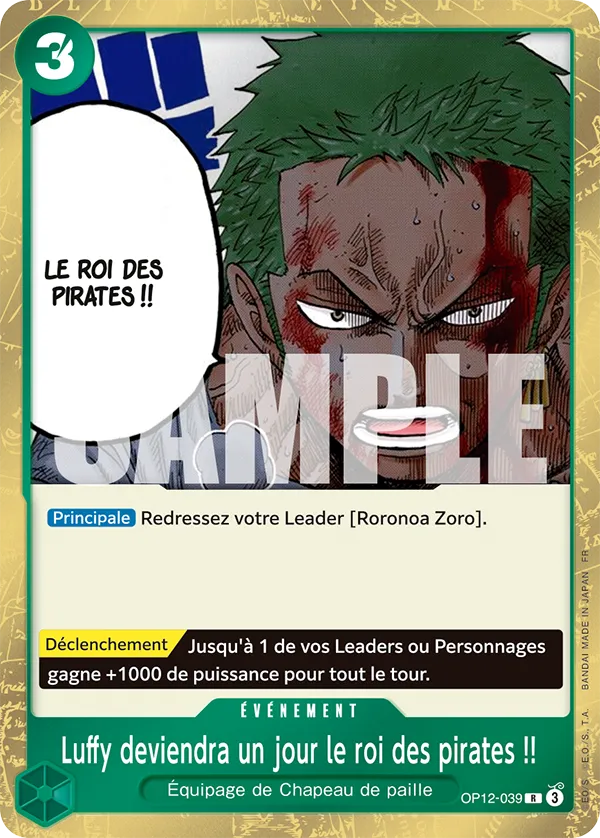 Carte One Piece OP12-039 Luffy deviendra un jour le roi des pirates !! | LorenZone