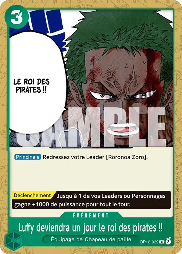 Carte One Piece OP12-039 Luffy deviendra un jour le roi des pirates !! | LorenZone