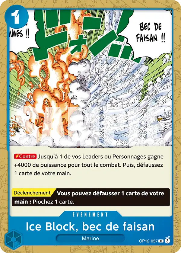 Carte One Piece OP12-057 Ice Block, bec de faisan | LorenZone