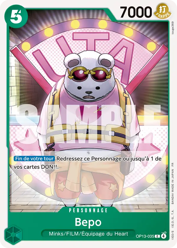 Carte One Piece OP13-035 Bepo (Tournoi 3e anniversaire) | LorenZone