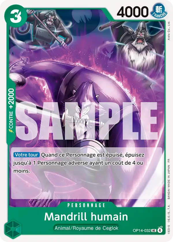Carte One Piece OP14-032 Mandrill humain (Événement de sortie) | LorenZone