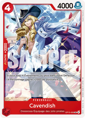 Carte One Piece Cavendish OP15-006 - Aventure sur l'Île de Dieu