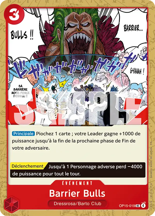 Carte One Piece OP15-019 Barrier Bulls | LorenZone
