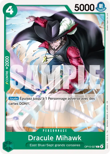Carte One Piece Dracule Mihawk OP15-027 - Aventure sur l'Île de Dieu