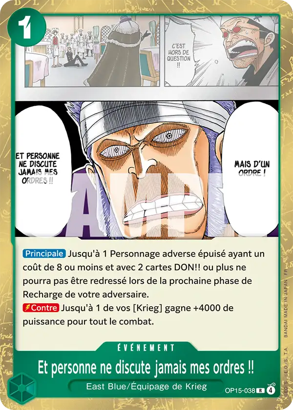 Carte One Piece OP15-038 Et personne ne discute jamais mes ordres !! | LorenZone
