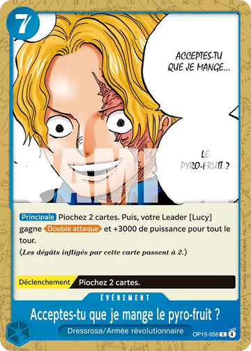 Carte One Piece Acceptes-tu que je mange le pyro-fruit ? OP15-056 - Aventure sur l'Île de Dieu