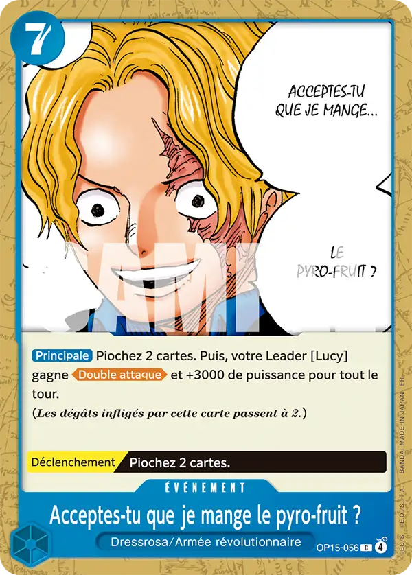 Carte One Piece OP15-056 Acceptes-tu que je mange le pyro-fruit ? | LorenZone