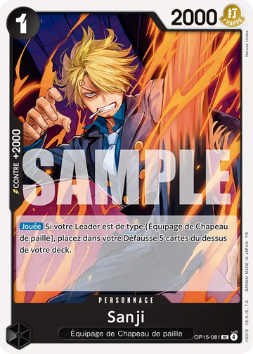 Carte One Piece Sanji OP15-081 - Aventure sur l'Île de Dieu
