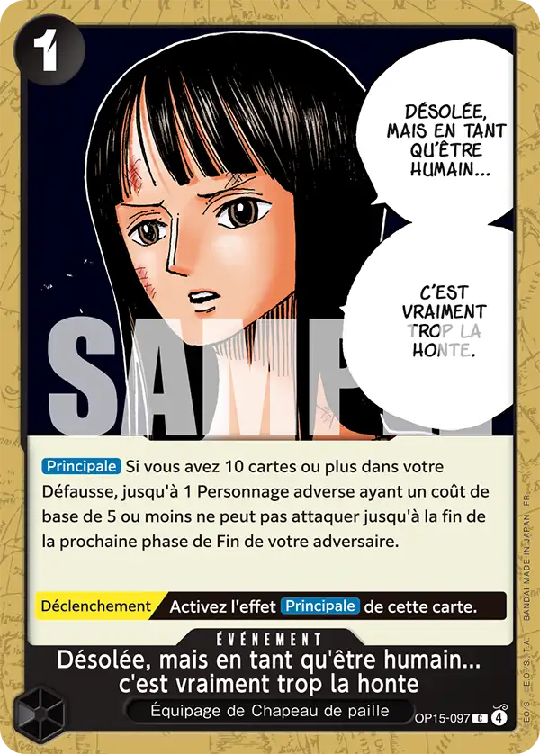 Carte One Piece OP15-097 Désolée, mais en tant qu'être humain... c'est vraiment trop la honte | LorenZone