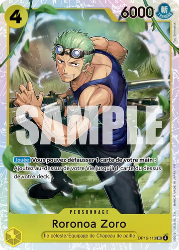 Carte One Piece Roronoa Zoro OP15-113 V1 - Aventure sur l'Île de Dieu