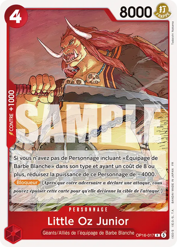 Carte One Piece Little Oz Junior OP16-017 V1 - L'Heure de la Bataille Décisive