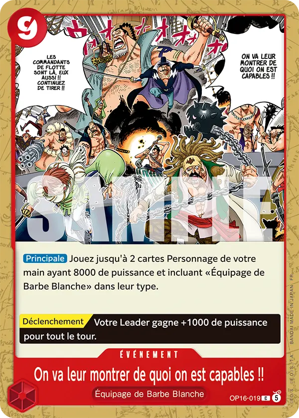 Carte One Piece OP16-019 On va leur montrer de quoi on est capables !! | LorenZone
