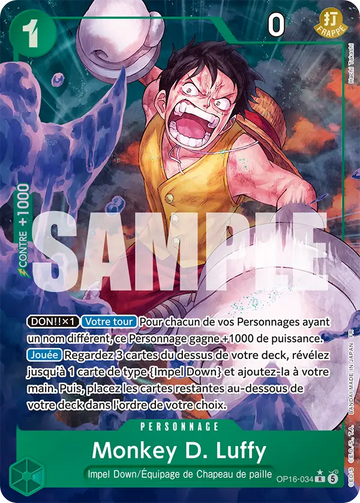 Carte One Piece Monkey D. Luffy OP16-034 V2 - L'Heure de la Bataille Décisive