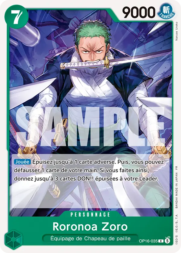 Carte One Piece OP16-035 Roronoa Zoro | LorenZone