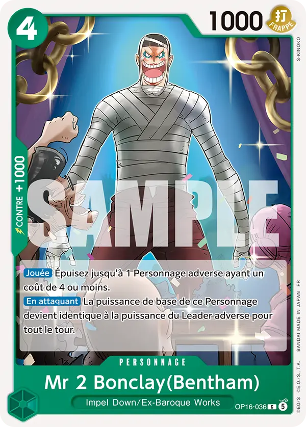 Carte One Piece OP16-036 Mr 2 Bonclay(Bentham) | LorenZone