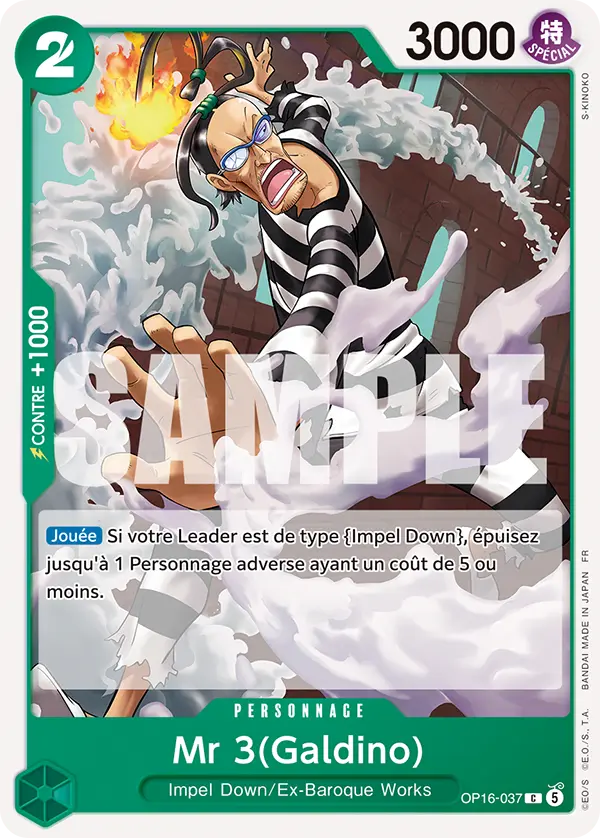 Carte One Piece OP16-037 Mr 3(Galdino) | LorenZone