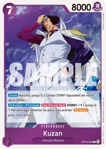 Carte One Piece Kuzan OP16-063 V1 - L'Heure de la Bataille Décisive