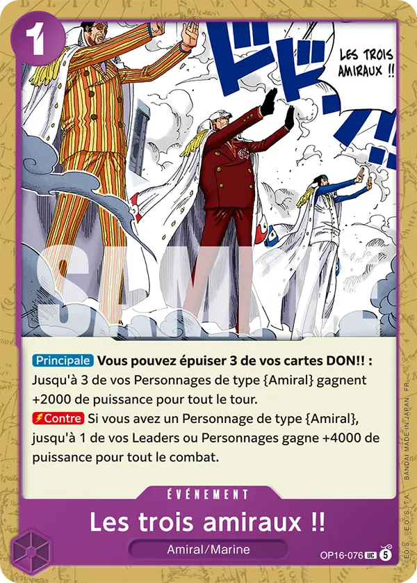 Carte One Piece OP16-076 Les trois amiraux !! | LorenZone